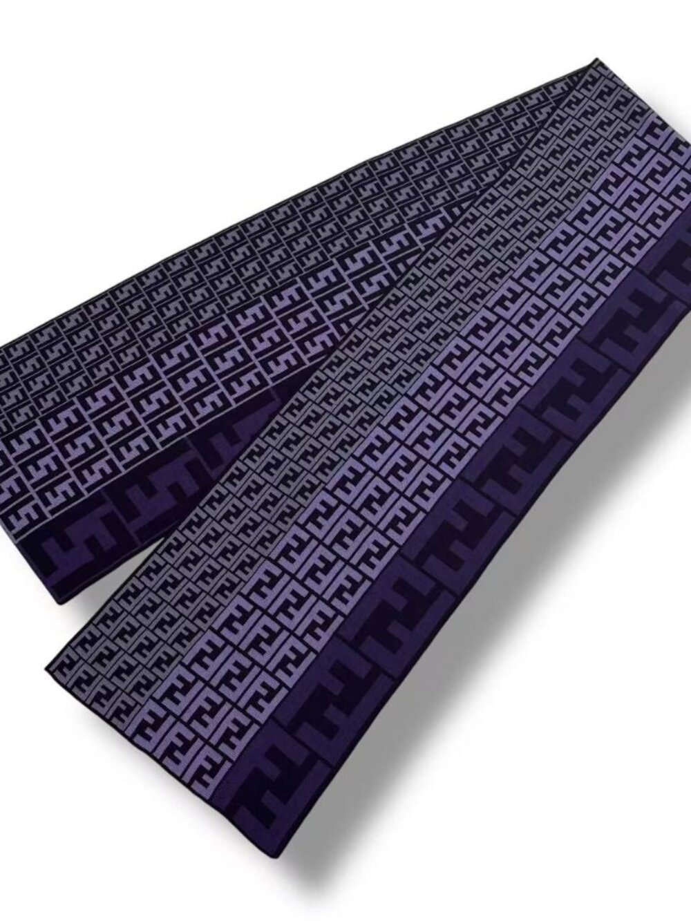 Fendi Scarf Zucca Pattern FF Logo Wool Purple - Picture 2 of 9